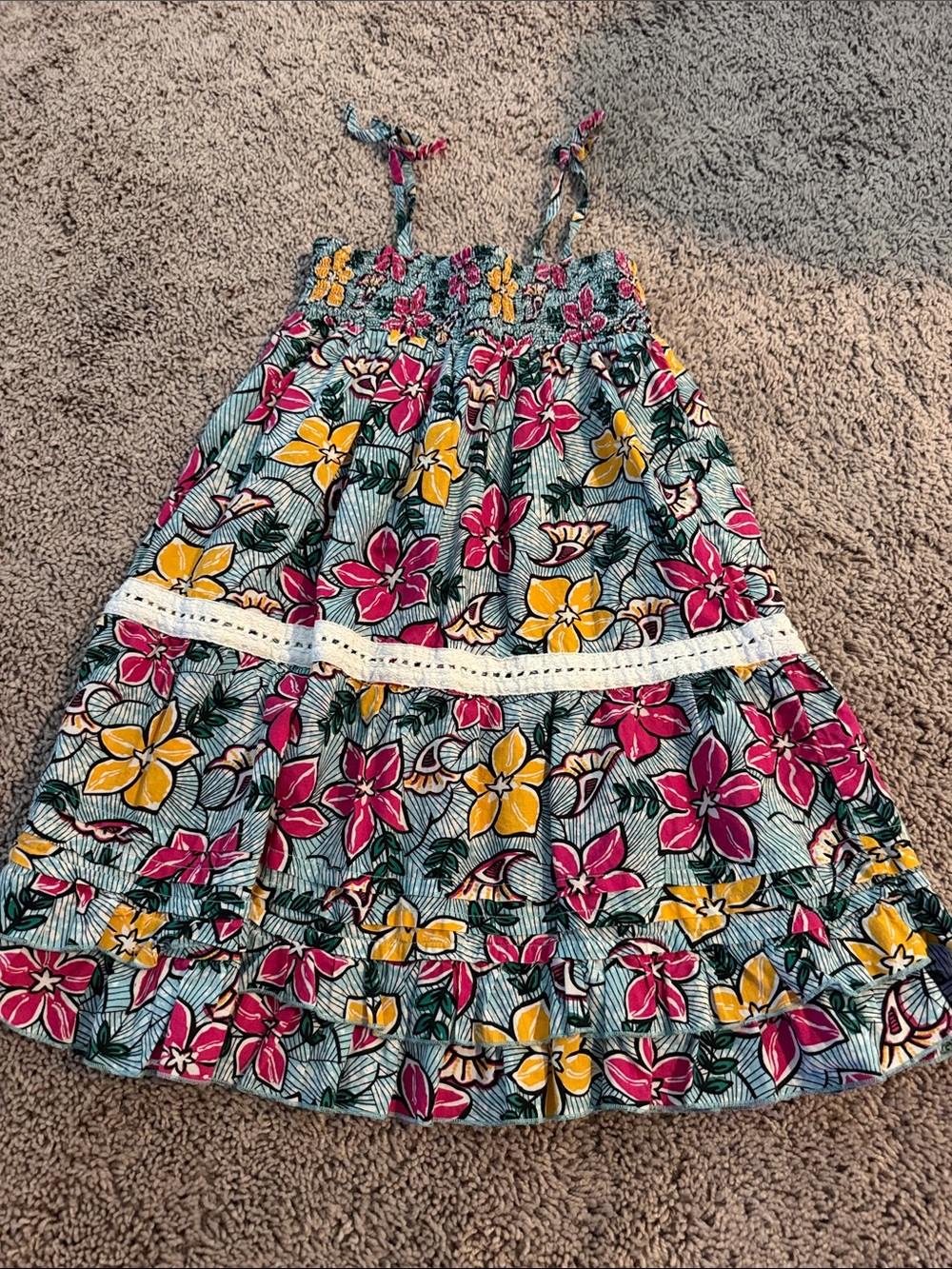 Tucker + Tate Floral Smocked Sundress in Pink, Yellow & Teal